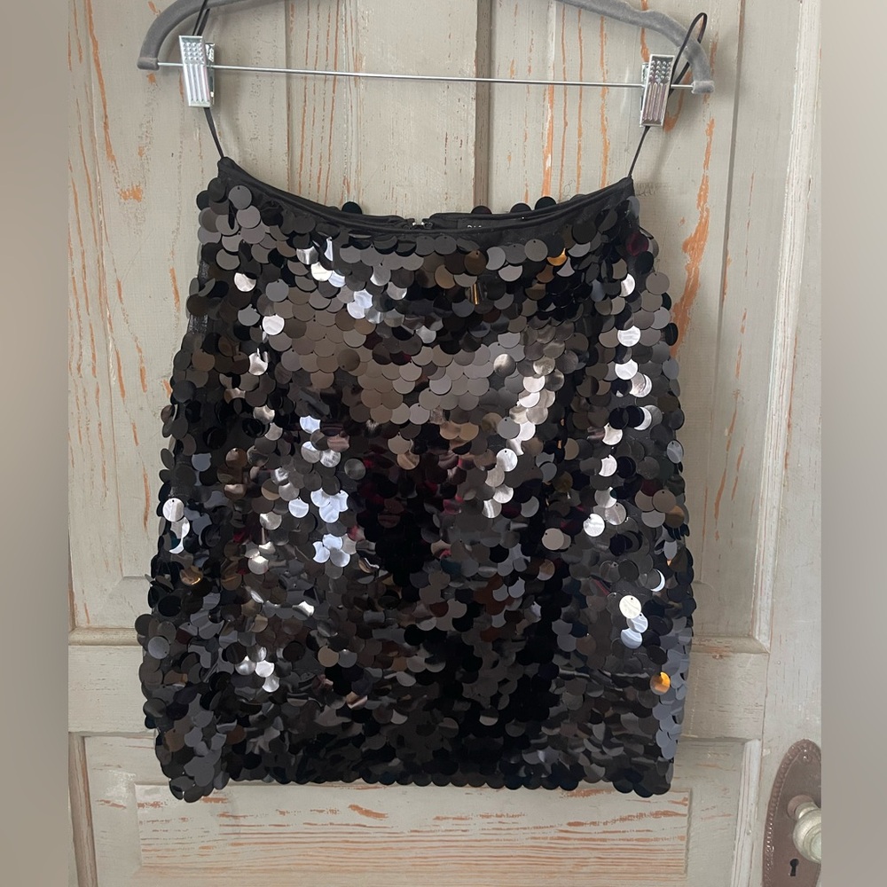 Rachel Zoe Women's Black Sequin Pleated Accordion Skirt